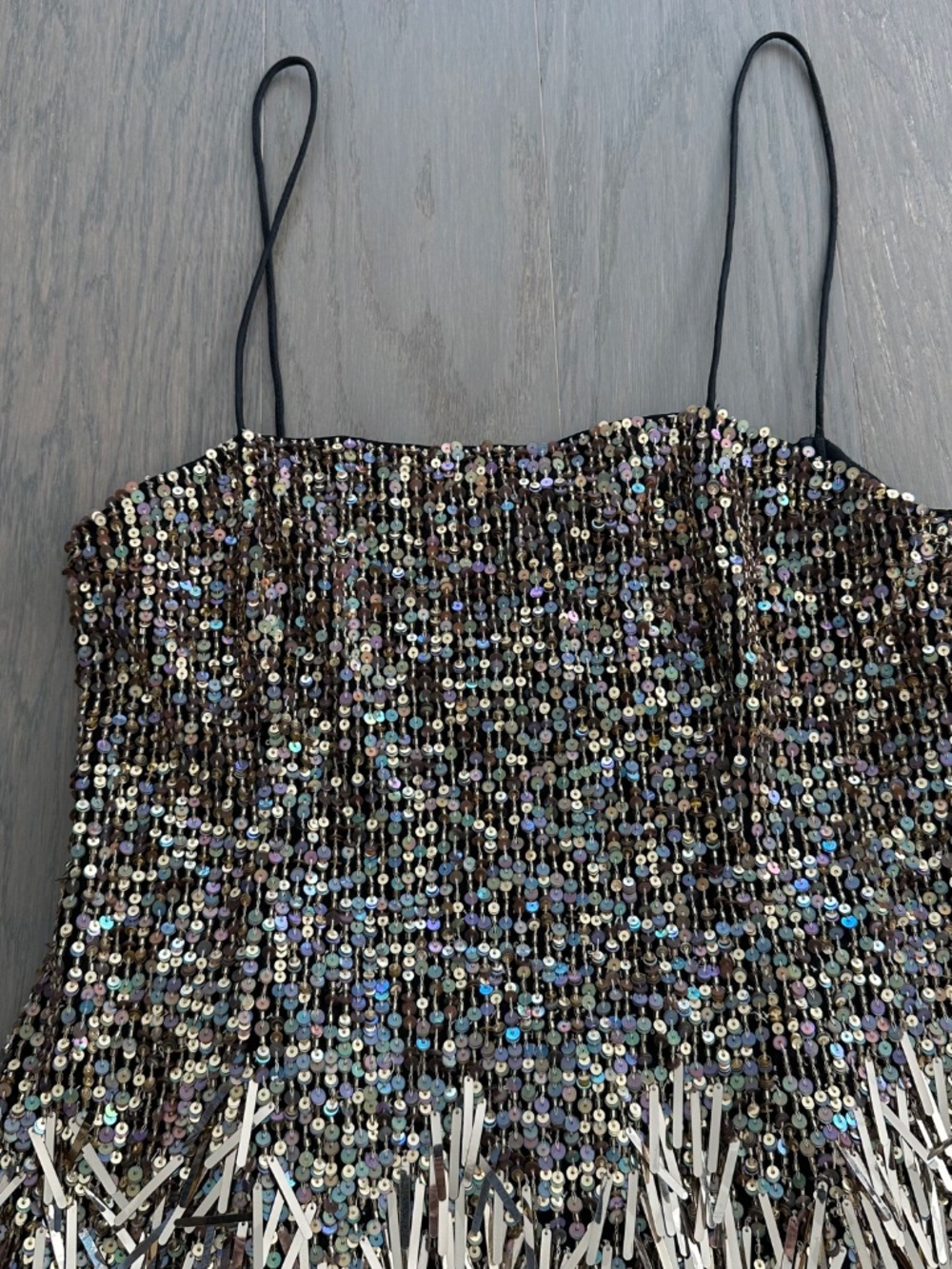 Alice + Olivia FIFI Gold Black Ombre Fringe Mini Dress EUC - Size 2 - Picture 7 of 11